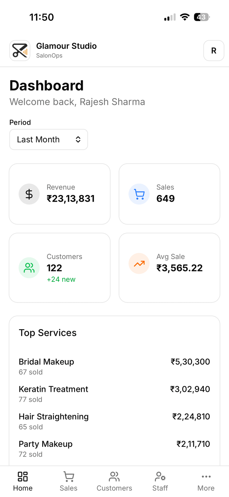 The mobile-first ERP for independent salons, chains, and spas. Staff, rewards, and sales — no laptop required.